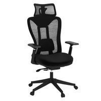 costway silla de oficina de malla con respaldo ajustable en 3 niveles cojin lumbar y reposacabezas reposabrazos 70 x 68 x 116-124 cm negro