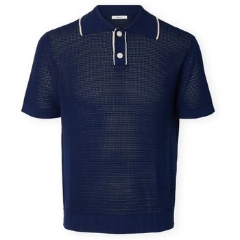 Selected Polo Jesse Knit - Ocean Cavern/Birch para hombre