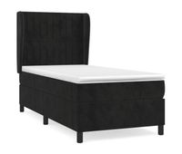 cama box spring con colchon terciopelo negro 80x200 cm rayas verticales