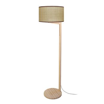 Lámpara de pie articulado madera natural pantalla beige