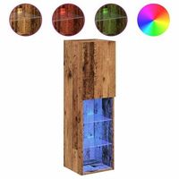 muebles tv  mueble de salon  gabinete de tv con luces led 2 uds madera envejecida 305x30x102 cm