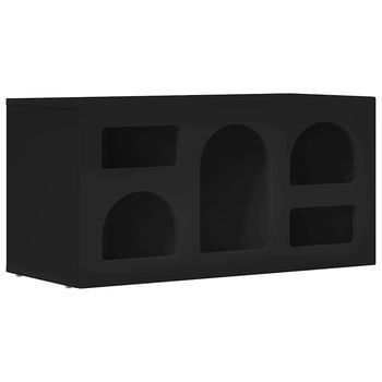 Mueble De Tv | Mueble De Salón | Gabinete De Tv Negro 80 X 35 X 40 Cm Madera De Ingeniería