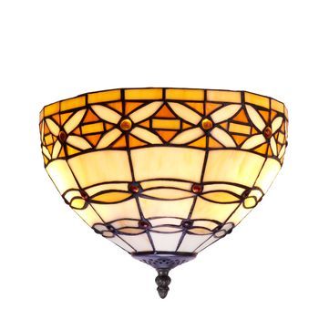 Plafón De Techo Medio Tiffany Diámetro 30cm Serie Marfíl