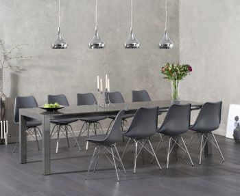 Joseph Dark Grey High Gloss Extending Table with Celine Chrome Leg Chairs