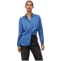 vila blusa camisa ellette satin ls - federal blue para mujer