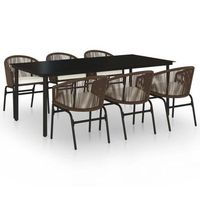 conjunto comedor jardin 7 uds  mueble jardin mesa y sillas marron