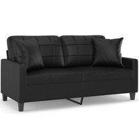 sofa de 2 plazas con cojines cuero sintetico negro 140 cm vidaxl
