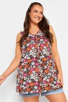 yours top sin mangas de flores naranjas y rosas mujer curvy y tallas grandes yours