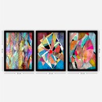 cuadro decorativo enmarcado 3sc199 multicolor 35x45 cm 3 piezas