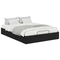 cama matrimonial  cama para adulto  estructura de cama ottoman roble negro 203 x 120 x 25 cm