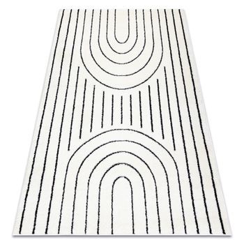 Alfombra Moderna Mode 8494 Geométrico Crema / Negro  120x170 Cm