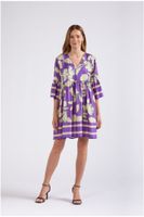 vestido estampado con volantes en la cintura maxy purple flower l