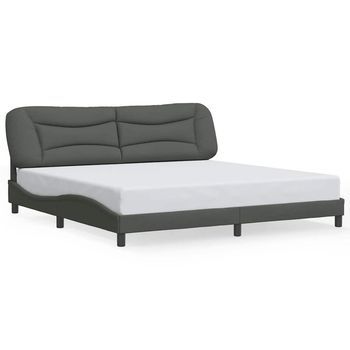 Estructura De Cama Sin Colchón Hvar Tela Gris Oscuro 200x200 Cm Vidaxl