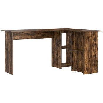 Escritorio | Mesa De Trabajo Roble Ahumado 142 X 102 X 73 Cm Madera De Ingeniería