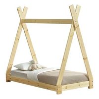 encasa cama para ninos pequenos - cama infantil - 140 x 70cm - estructura tipi de madera pino - color pino natural