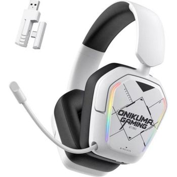Auriculares Onikuma GT883 inalámbricos Bluetooth y cable Over Ear para gaming blancos