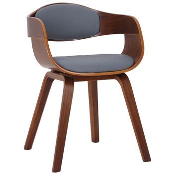 Silla De Visita Kingston Simil Cuero Nogal/gris 46x49x73 Cm Clp