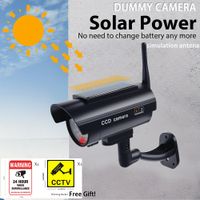 camara ficticia con antena camara falsa impermeable con energia solar led rojo intermitente asusta al ladron sistema de seguridad de vigilancia para el hogar