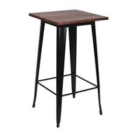 mesa alta industrial cuadrada de madera y acero 60x60x105cm thinia home