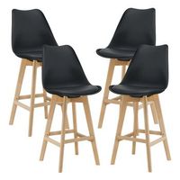 juego de taburetes de bar lublin - 105 x 48 x 58 cm - set de 4 x taburetes de cocina de diseno - asiento acolchado - patas de madera haya - negro encasa