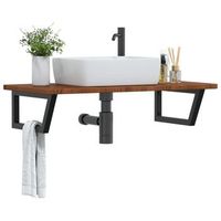 estante de lavabo de pared  estanteria pared  estante flotante de acero y madera maciza de roble cfw91380