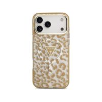 guess funda para iphone 17 pro  carcasa pctpu con magsafe leopardo marron con brillos diseno elegante y ajuste preciso