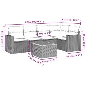 Conjunto De Sofá Exterior (con Cojines, Juego De Seis Piezas)