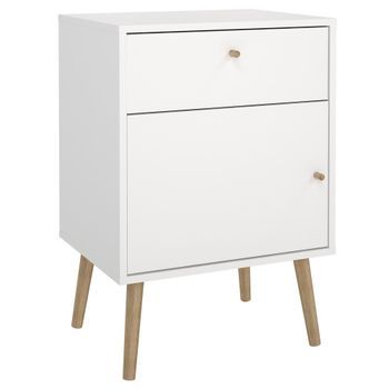 Mesita 1 Puerta 1 Cajón Colección Guadiana Blanco 51x40x73 Cm