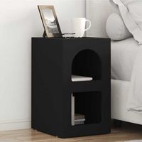 mesita de noche - mueble para dormitorio - madera de ingenieria - negro 295x335x50cm
