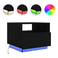 mesa de cafe - mesa de centro con luces led roble negro 50x49x40 cm