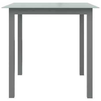 Mesa De Jardín | Mesa De Exterior De Aluminio Y Vidrio Gris Claro 80x80x74 Cm