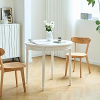 mesa de comedor redonda para 4 personas en madera de pino blanco