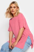 yours camiseta amplia rosa con lino mujer curvy y tallas grandes yours