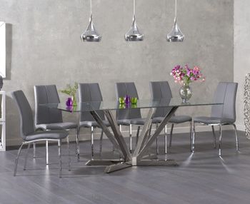 Reno 200cm Glass Dining Table with Cavello Chairs
