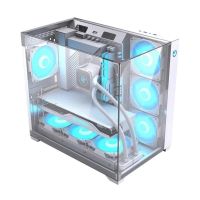 caja hiditec sky semitorre atx triple cristal templado rgb plata 7 ventiladores panel usb-c