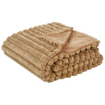 Colcha Decorativa De Tela Suave Dormitorio 200 X 220 Cm Marrón Claro Rakya