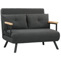 homcom sofa cama 2 plazas convertible 3 en 1 sillon cama plegable respaldo ajustable de 5 niveles almohadas 102x73x81cm gris   aosom espana