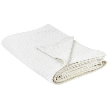 Colcha Con Patrón Liso Cubrecama Algodón 220 X 240 Cm Beige Claro Ragala