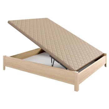 Canapé Abatible Arcón De Madera Con Patas Y Tirador Embutido Altura 34 Cm - Magnolia - 135x182 Cm