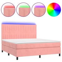 cama box spring colchon y led terciopelo rosa 160x200 cm vidaxl