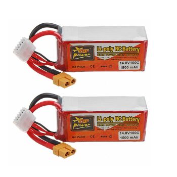 2Pcs ZOP POWER 14.8V 1500mAh 100C 4S Batería Lipo con Enchufe XT60 para Modelos RC