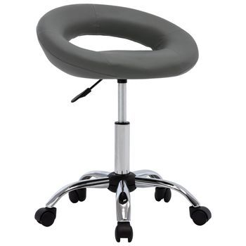 Silla De Comedor Giratoria De Cuero Sintética Gris Vidaxl