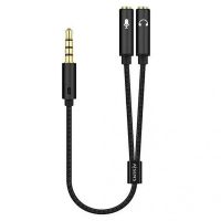 aisens cable audio jack 35mm a 2xjack 35mm machohembra 25cm negro