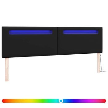 Cabecero Con Luces De Tiras Led Con Cabecera Negro 200 Cm Pvc