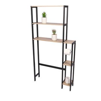 Mueble Contorno Wc Holborn En Roble Y Negro Con Estantes – Diseño Industrial Y Práctico