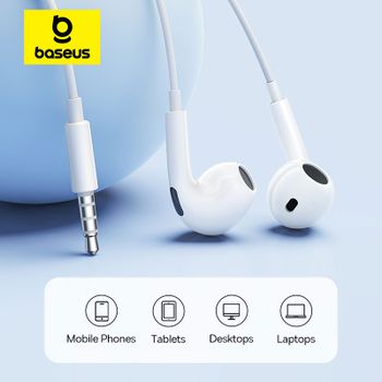 Baseus HZ19 auriculares con cable 3,5mm semiauriculares para Xiaomi Samsung Huawei teléfonos móviles tabletas escritorios portátiles auriculares