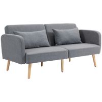 homcom sofa convertible 3 plazas diseno clic clac respaldo inclinable y reposabrazos ajustables tela efecto lino gris