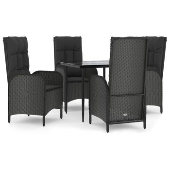 Set De Muebles Jardín 5 Pzas Con Cojines Ratán Sintético Negro Vidaxl