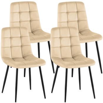 Juego De 4 Sillas De Comedor Antibes Terciopelo Crema 55x45x84 Cm Clp