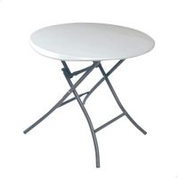 mesa auxiliar plegable redonda polietileno alta densidad 84x84x74 cm blanco